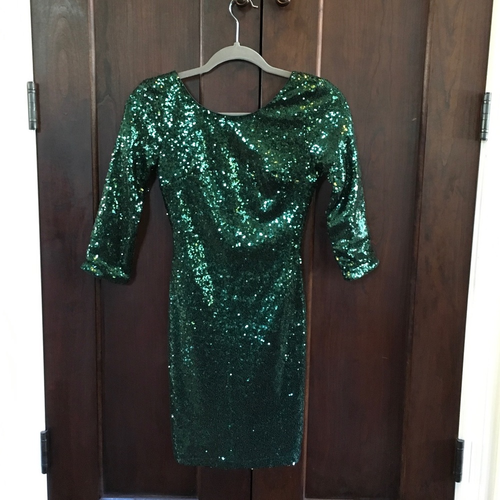 Lulu's Green Sequin Mini Dress - Picture 4 of 7
